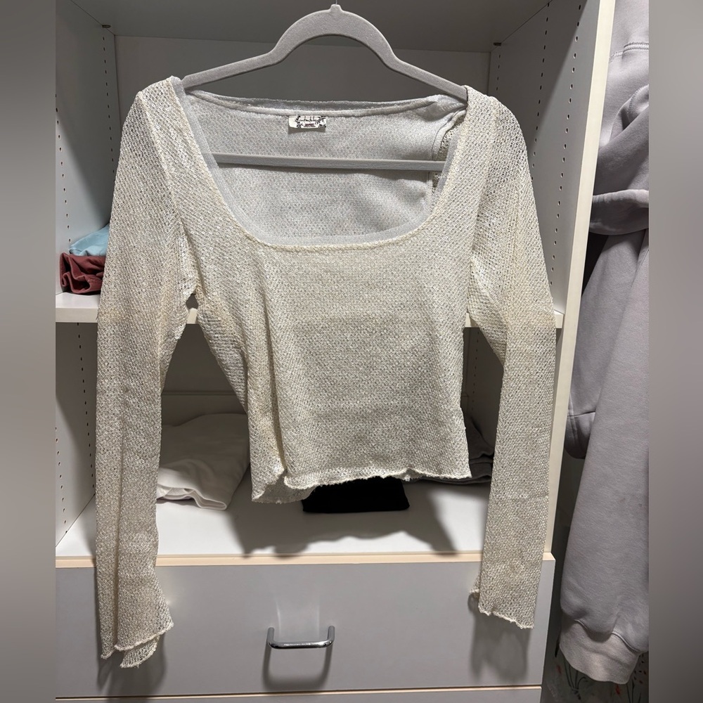 Free people top long sleeve crystal